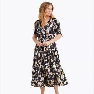 EEUC Draper James tie sleeve black floral maxi with pockets!! Size XL